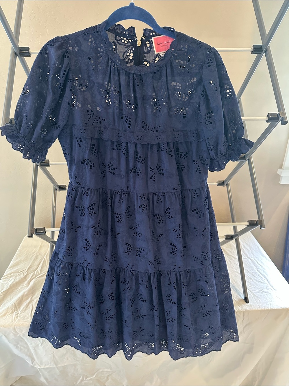 Kate Spade Navy Eyelet Tiered Women’s Dress